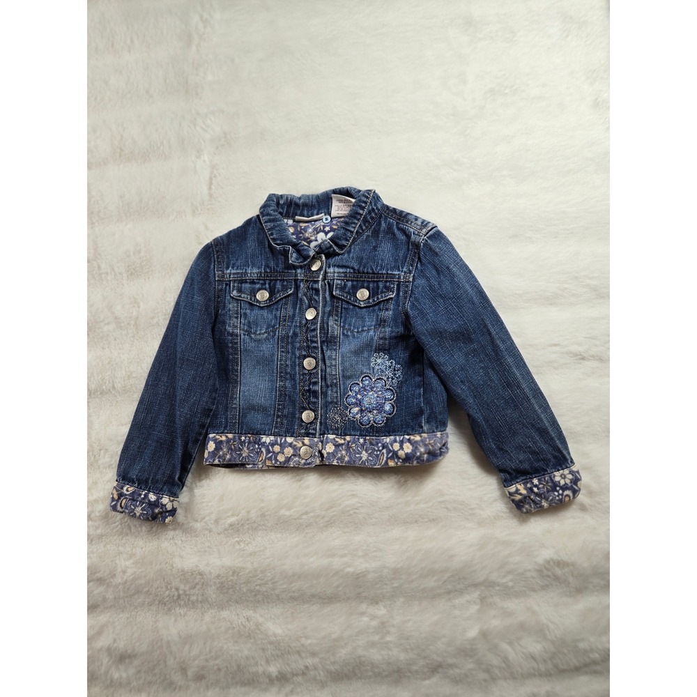 Vintage Y2K Mary-Kate and Ashley Girls 4T Denim Jacket Floral Embroidery‎ Ruffle